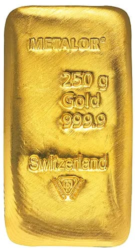 250g Metalor Gold Cast Bar